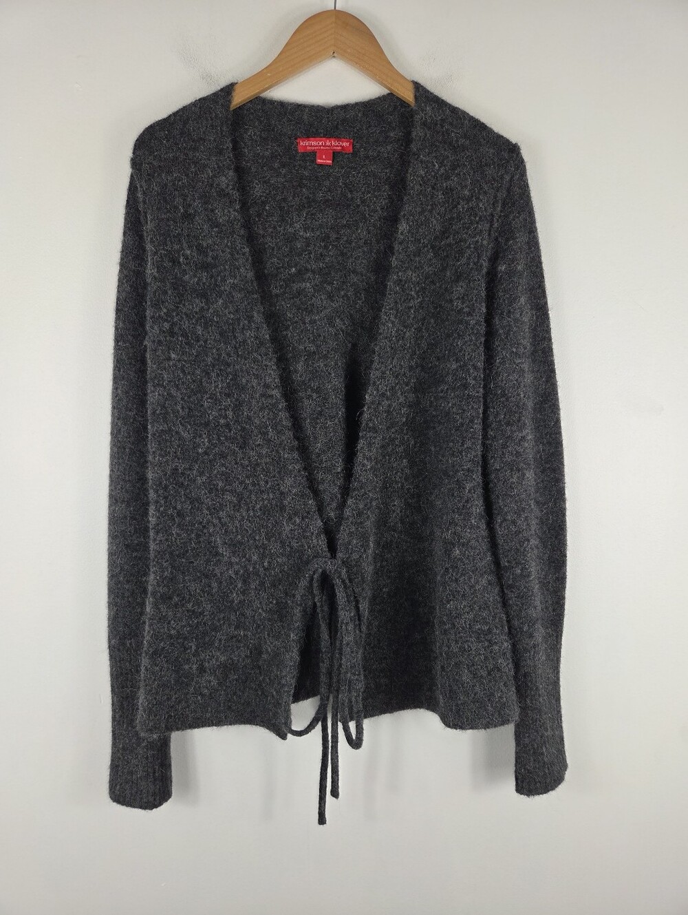 Krimson Klover Alpaca Merino Wool Long Sleeve Tie Front Cardigan Sweater